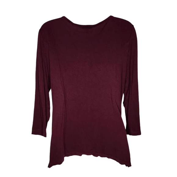 Women's Talbots Burgundy Long Sleeve Ruched Top Size L - Picture 2 of 3